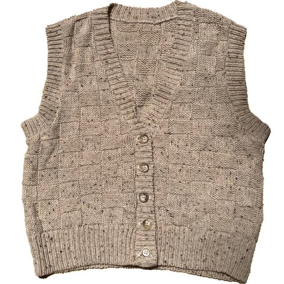 Source Unknown Jackets & Blazers - Beige Knitted Button Up Vest